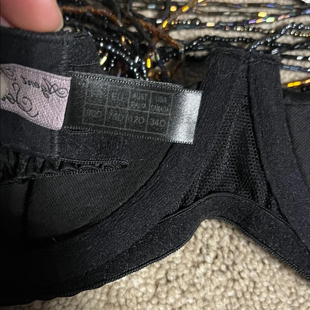 Agent provocateur Lidija Black Beaded bra and brief Set - 34D quarter cup, 3/med